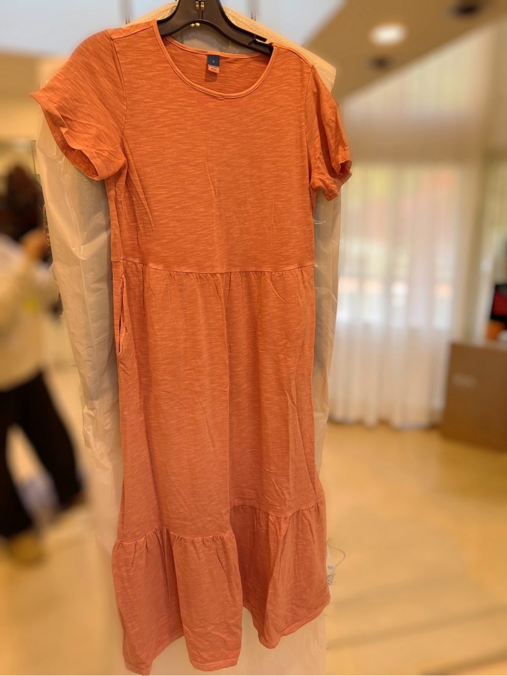 Old Navy Rust Tiered Short Sleeve Maxi Dress